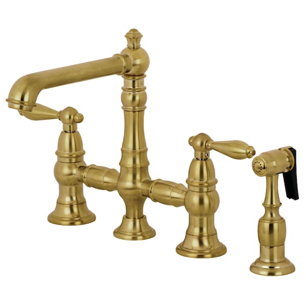 Kingston Brass KS7277ALBS Kitchen Faucet W/ Side Sprayer, Brushed Brass KS7277ALBS - main